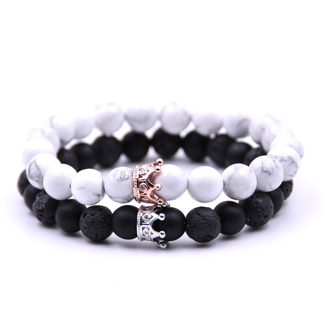 Couple Bracelet Stone Beads  Crown Bracelets For Man & Women