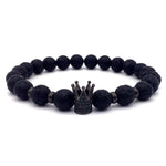 Lava Stone Pave CZ Imperial Crown And Helmet Charm Bracelets For Men & Women