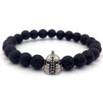 Lava Stone Pave CZ Imperial Crown And Helmet Charm Bracelets For Men & Women