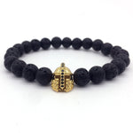 Lava Stone Pave CZ Imperial Crown And Helmet Charm Bracelets For Men & Women