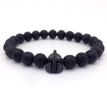 Lava Stone Pave CZ Imperial Crown And Helmet Charm Bracelets For Men & Women