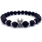 Lava Stone Pave CZ Imperial Crown And Helmet Charm Bracelets For Men & Women