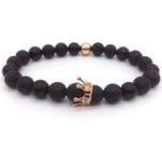 Lava Stone Pave CZ Imperial Crown And Helmet Charm Bracelets For Men & Women